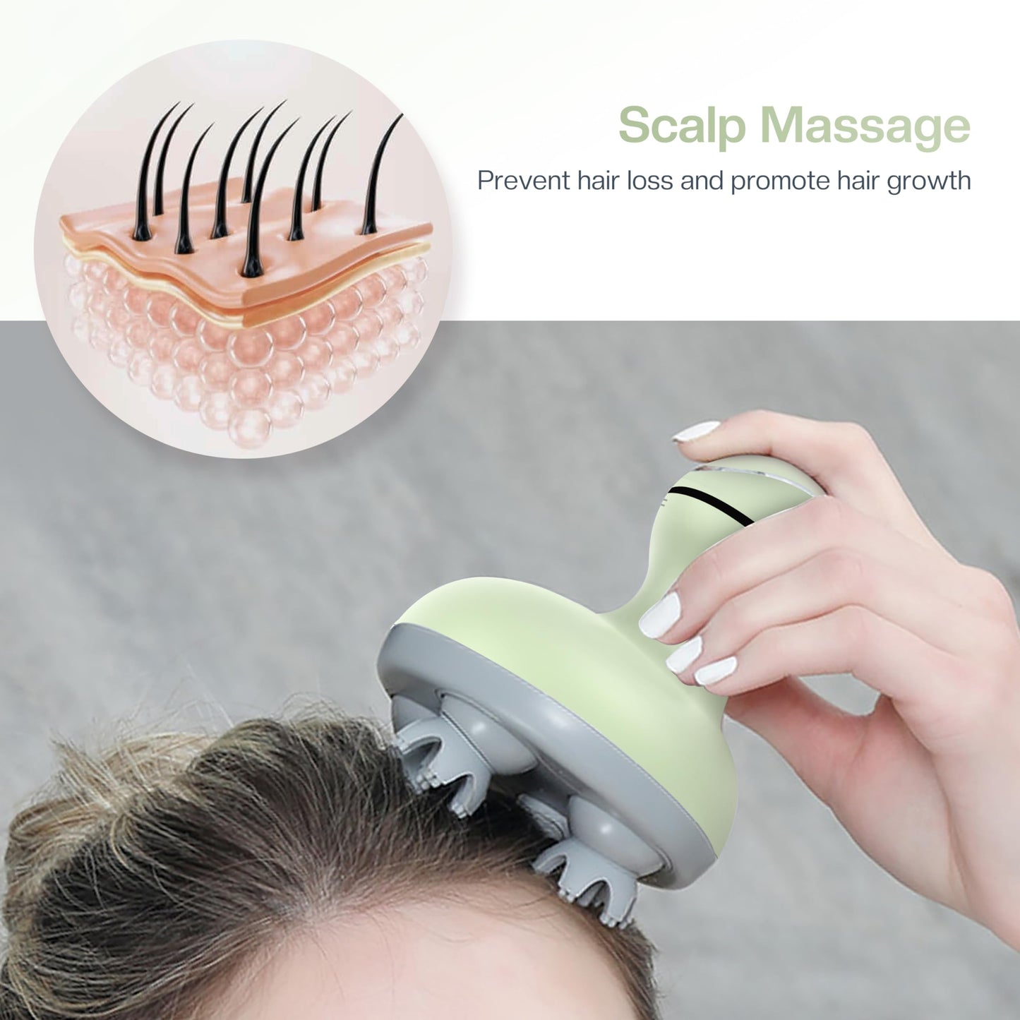 COMFIER Masajeador De Cuero Cabelludo, Rascador De Cabeza Eléctrico, Masajeador De Cabeza Portátil Para El Crecimiento Del Cabello Con 84 Nodos De Masaje De Silicona, Masajeador Dog&Cat, Rec