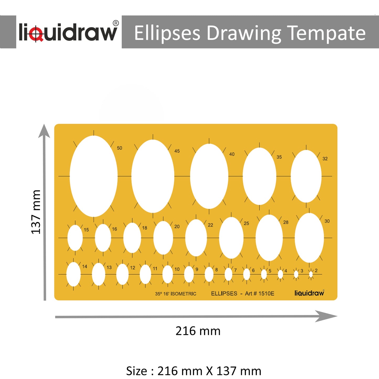 Liquidraw - Plantilla de círculo de elipse triangular ovalado cuadrado hexagonal con formas geométricas para reglas de dibujo, plantillas de dibujo técnico, arquitectura de ingeniería (combinación de