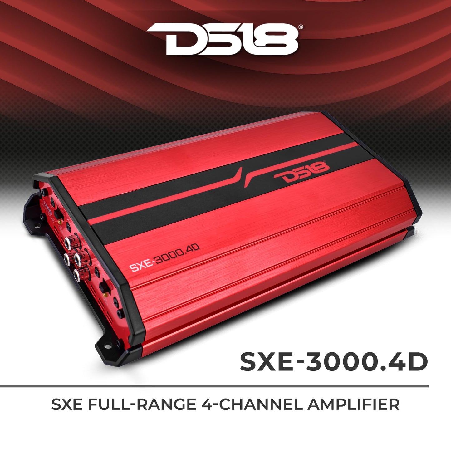 Amplificador Estéreo DS18 Rojo Clase D 4 Canales para Sistema de Audio del Coche