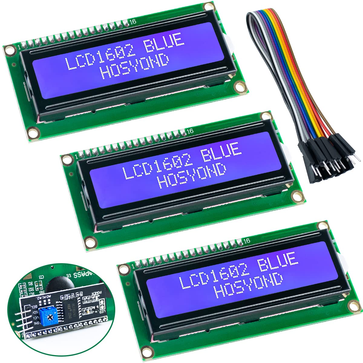 Hosyond - Módulo de visualización LCD I2C IIC 1602 de 16 x 02 para Arduino Raspberry Pi