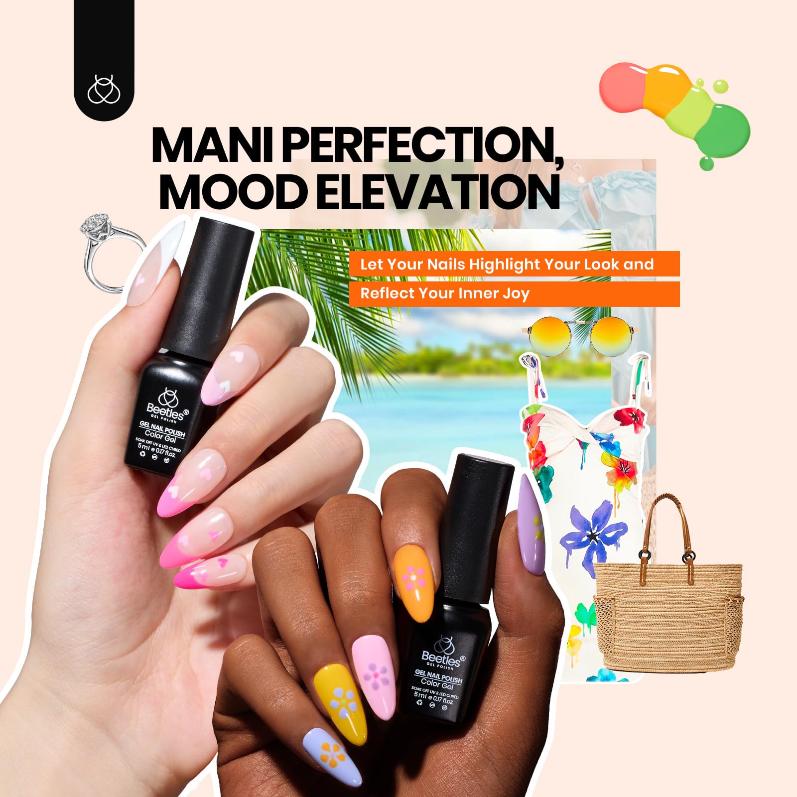 Beetles Gel Nail Polish Kit with U V Light-75PCS Chic Outfits 45 Colors Gel Polish Starter Kit,Soak Off All Season Gel Nail Kit with 5PCS Base Top Coat Nail Art Tools-Perfect Manicure Kit for Women
