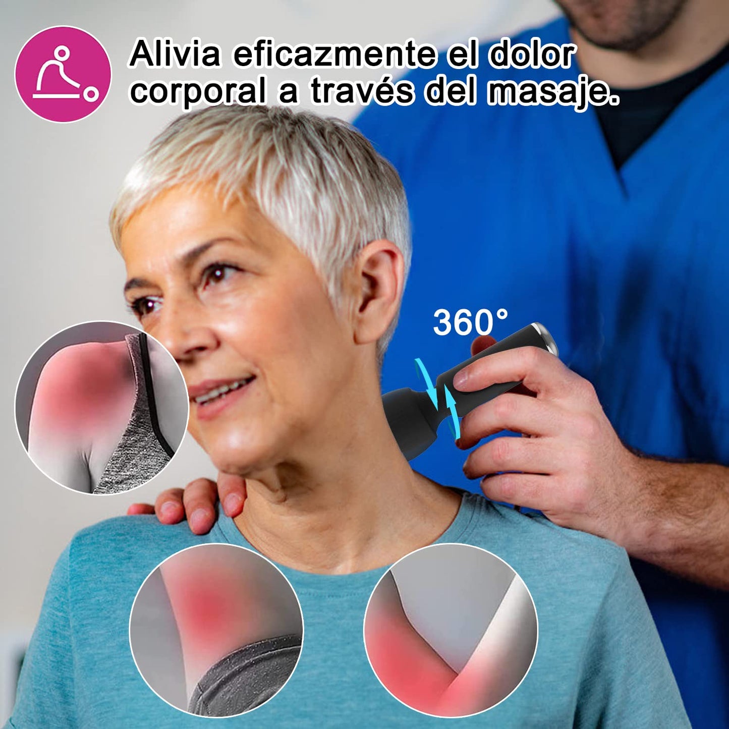 Sendowtek Mini Masajeador Muscular Masajeador Eléctrico de Mano Masajeador Recargable USB Dispositivo para Calmar Los Músculos Portátil Mini Massager Impermeable con 10 Velocidades Ajustables Diferentes Perfecto para Aliviar la Tensión, Los Músculos, el D
