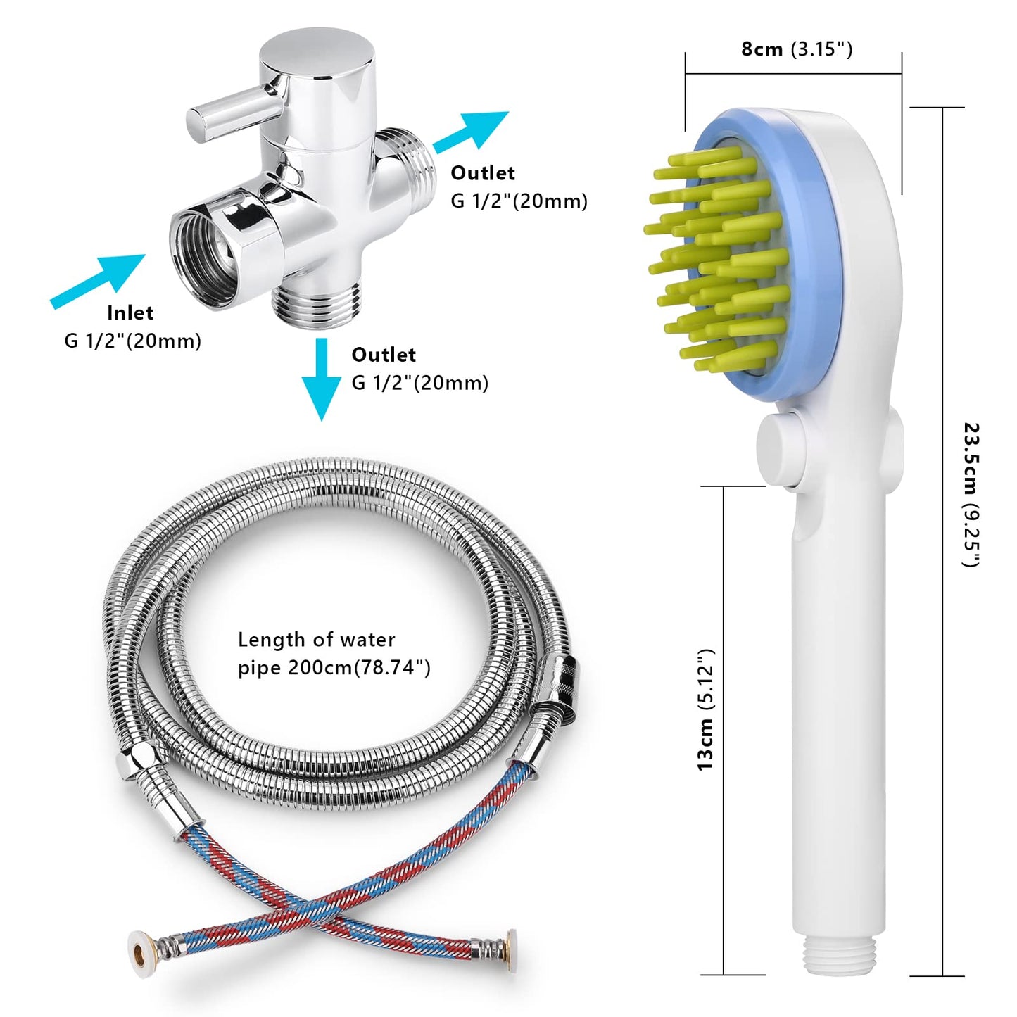 Ownpets Accesorio de Ducha para Mascotas, Rociador de Ducha para Mascotas para Perros con Manguera de Ducha y Adaptador, Ideal para El Baño de Mascotas en Interiores y Exteriores, Aseo, Masaje y Más