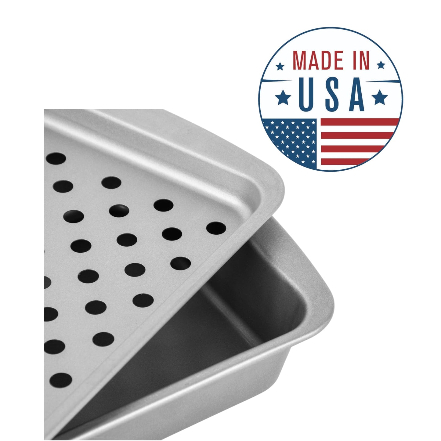 G & S Metal Products Company OvenStuff Juego de tostador antiadherente para horno, asar y asar, 6.5 x 1.8 x 8.5 pulgadas, gris