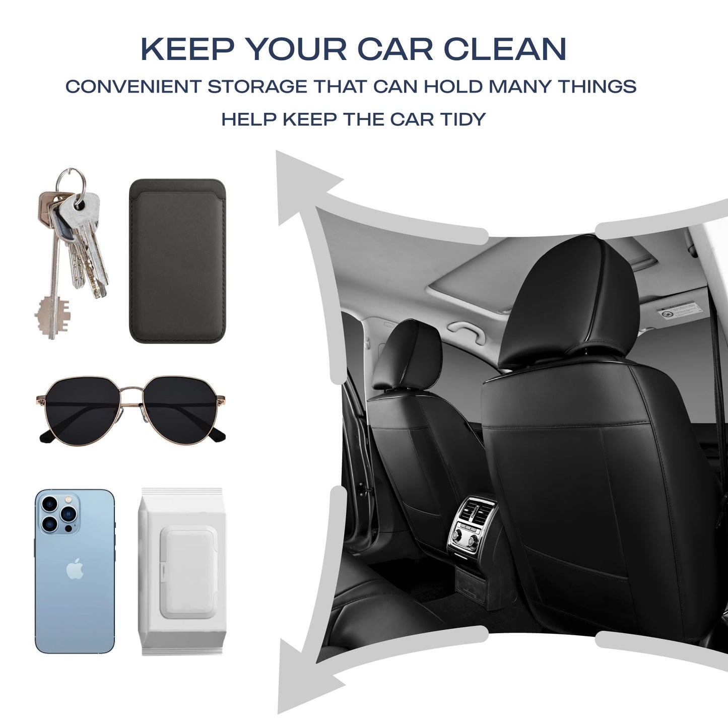 Skechers - Fundas de asiento de coche de cuero con espuma viscoelástica, juego completo de protector de asiento de coche impermeable, cojín de asiento de coche compatible con airbag automotriz, ajuste