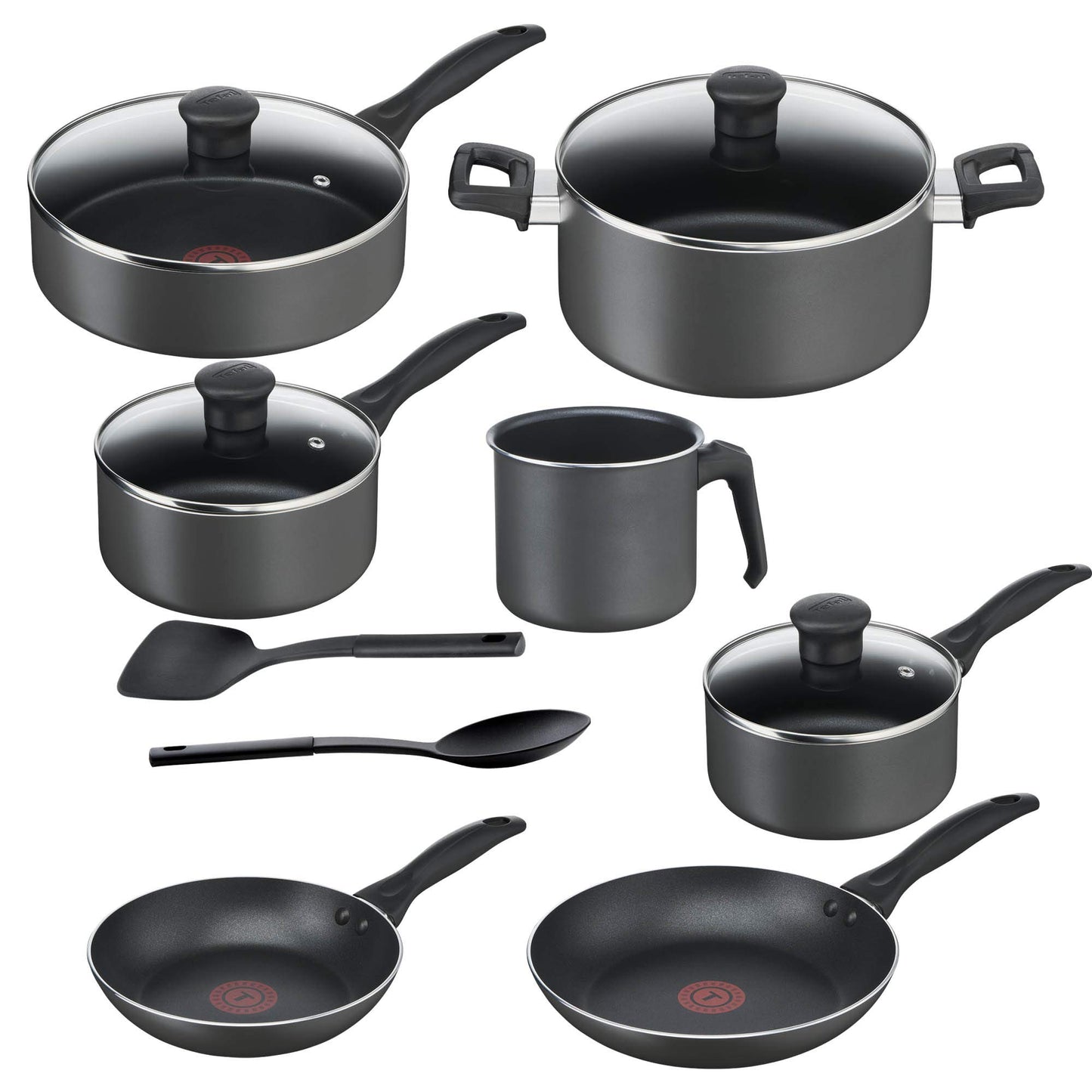 Batería de Cocina T-FAL Gris con Antiadhesivo Resist Plus para Familia 13 Piezas