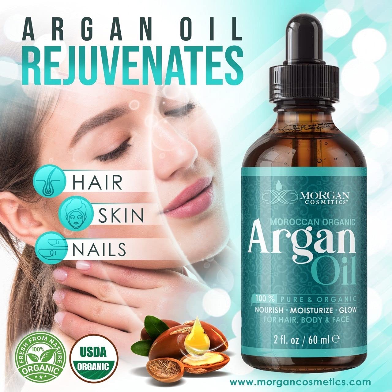 Tratamiento Orgánico Premium de Aceite de Argán Certificado para Piel y Cabello