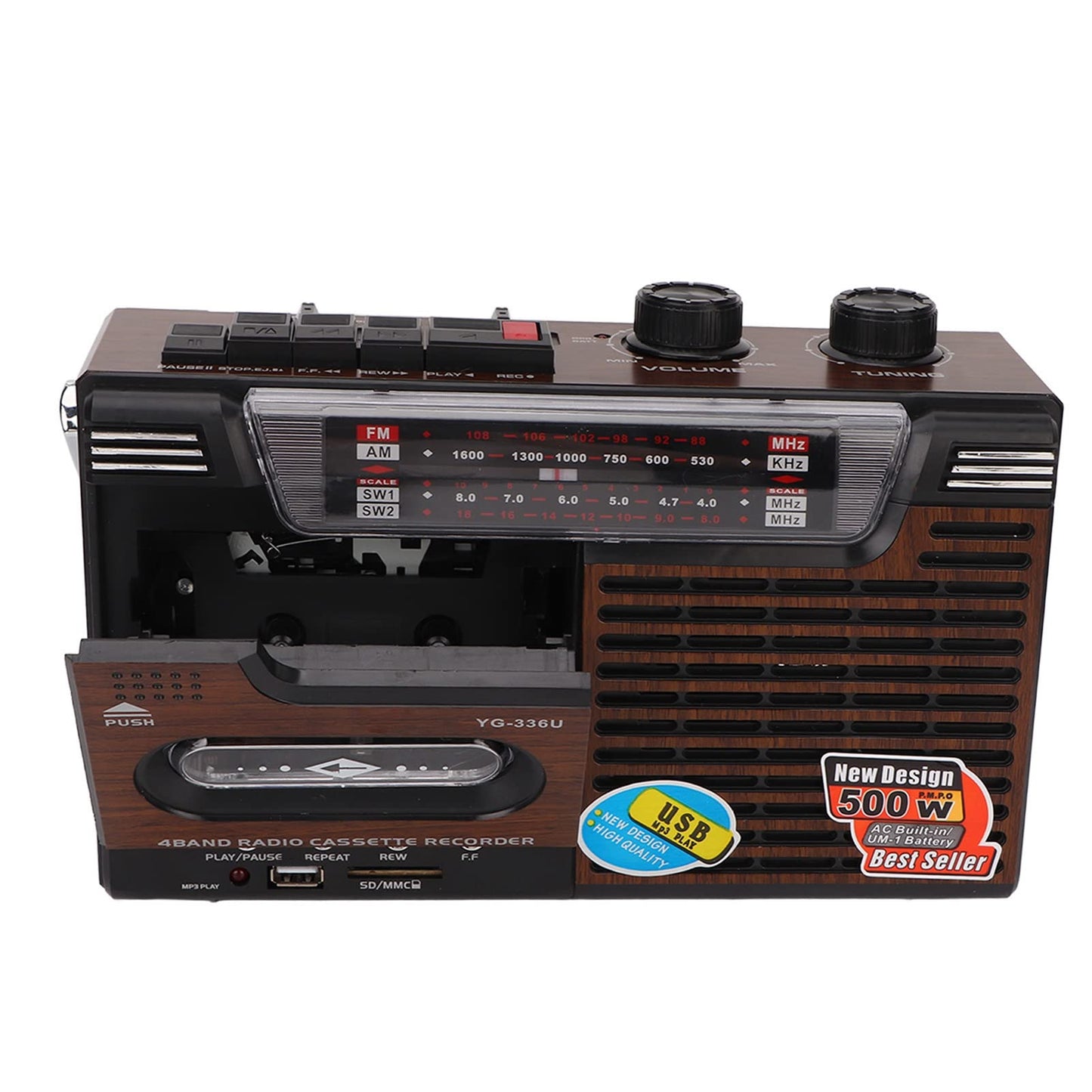 Actualice el Combo de Reproductor de CD y Casete TR621 con Control Remoto, Radio AM FM Portátil Boombox, Sonido Estéreo del Reproductor MP3, USB, Puerto TF, para la Familia