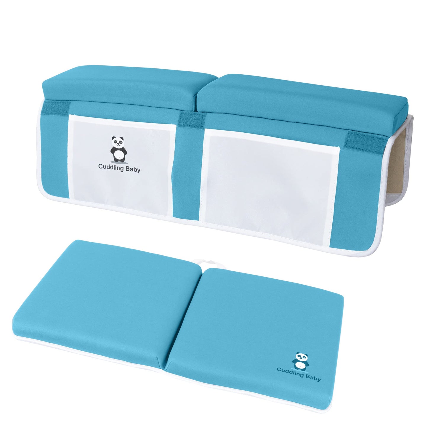 Cuddling - Juego de 2 alfombrillas de baño para bebé de alta calidad, almohadilla antideslizante para rodillas con bolsillos de almacenamiento, lavable a máquina, paquete de almohadillas para orejas