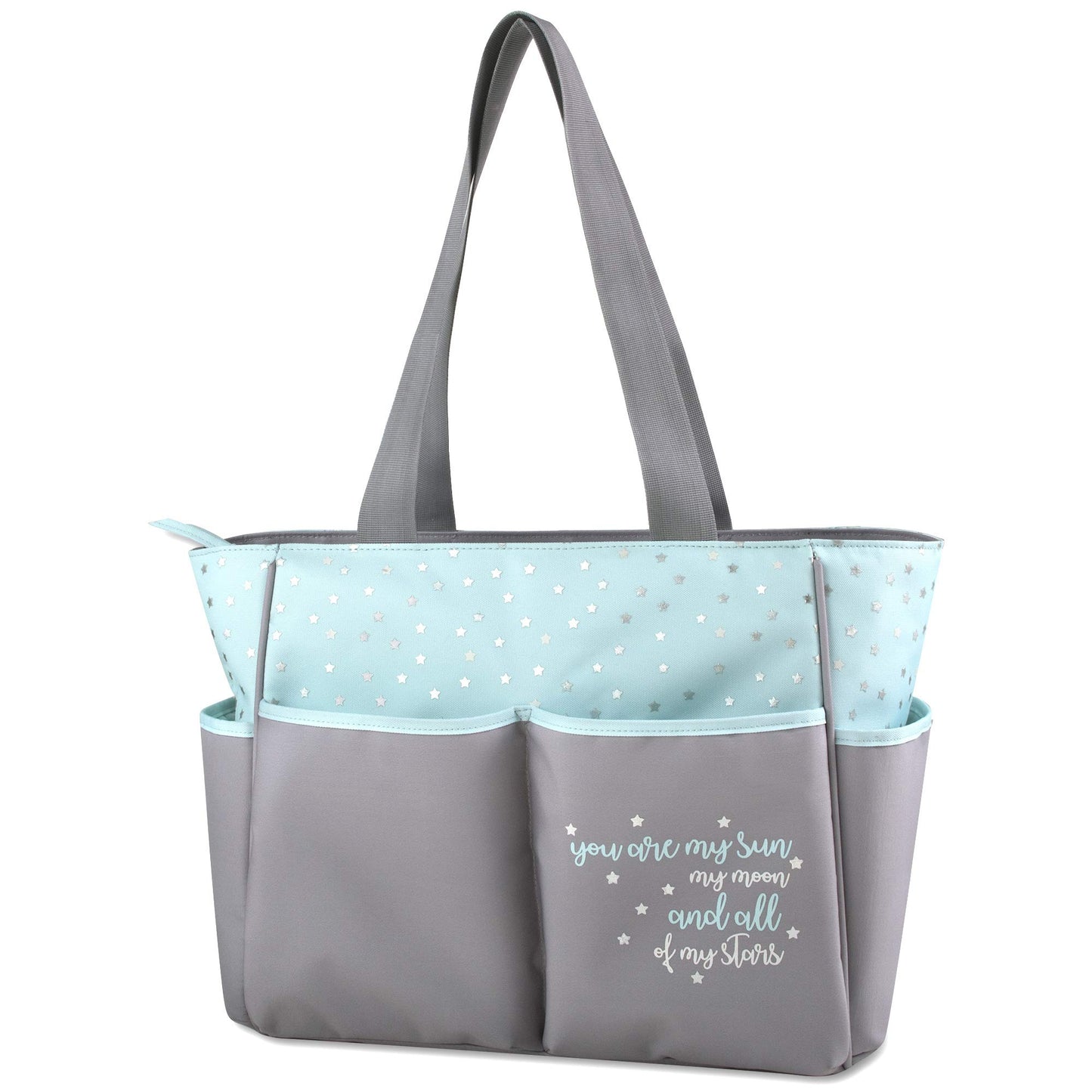 Pañalera de 5 piezas con sol, luna y estrellas, bolsillo para pañales, bolsa para pañales sucios, cambiador