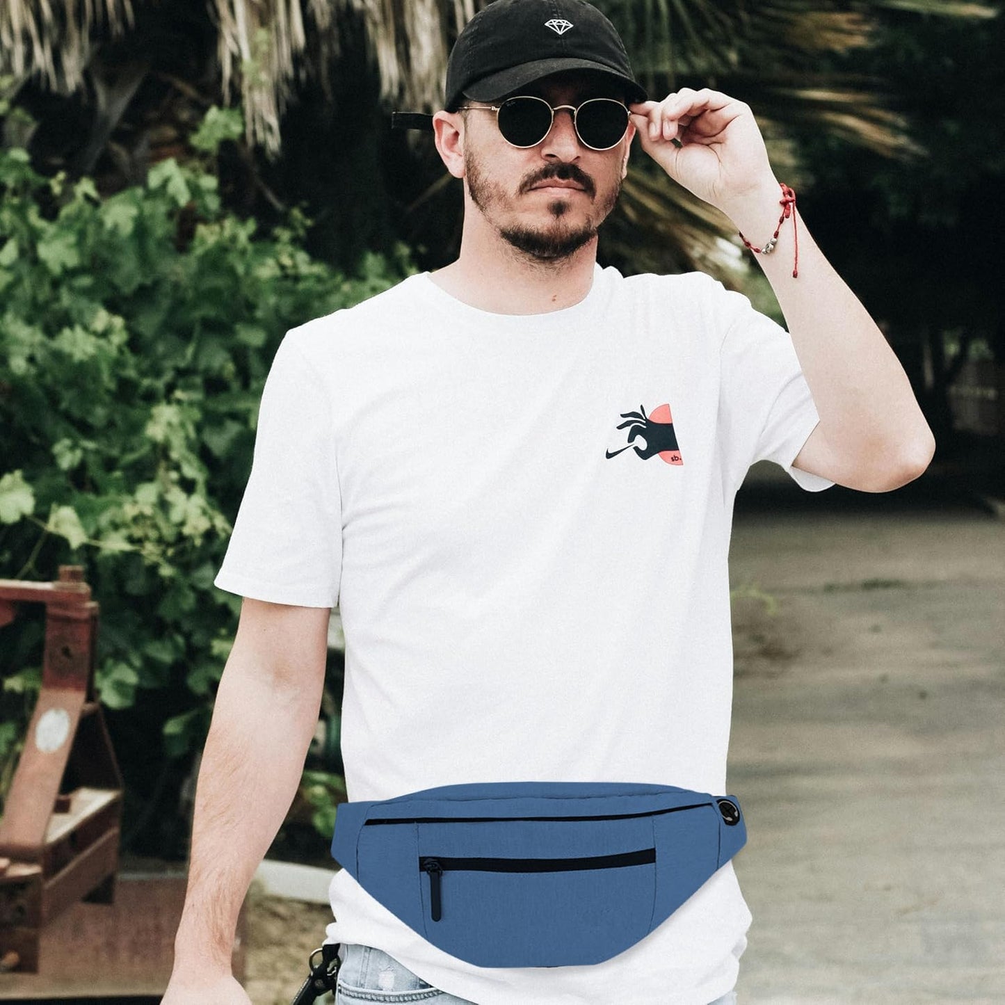 CXJYSD Riñonera de casual para hombres y mujeres,correa de hombro ajustable multifuncional,bolso cruzado con 4 bolsillos con cremallera, adecuado para hacer ejercicio,correr (azul marino-04)
