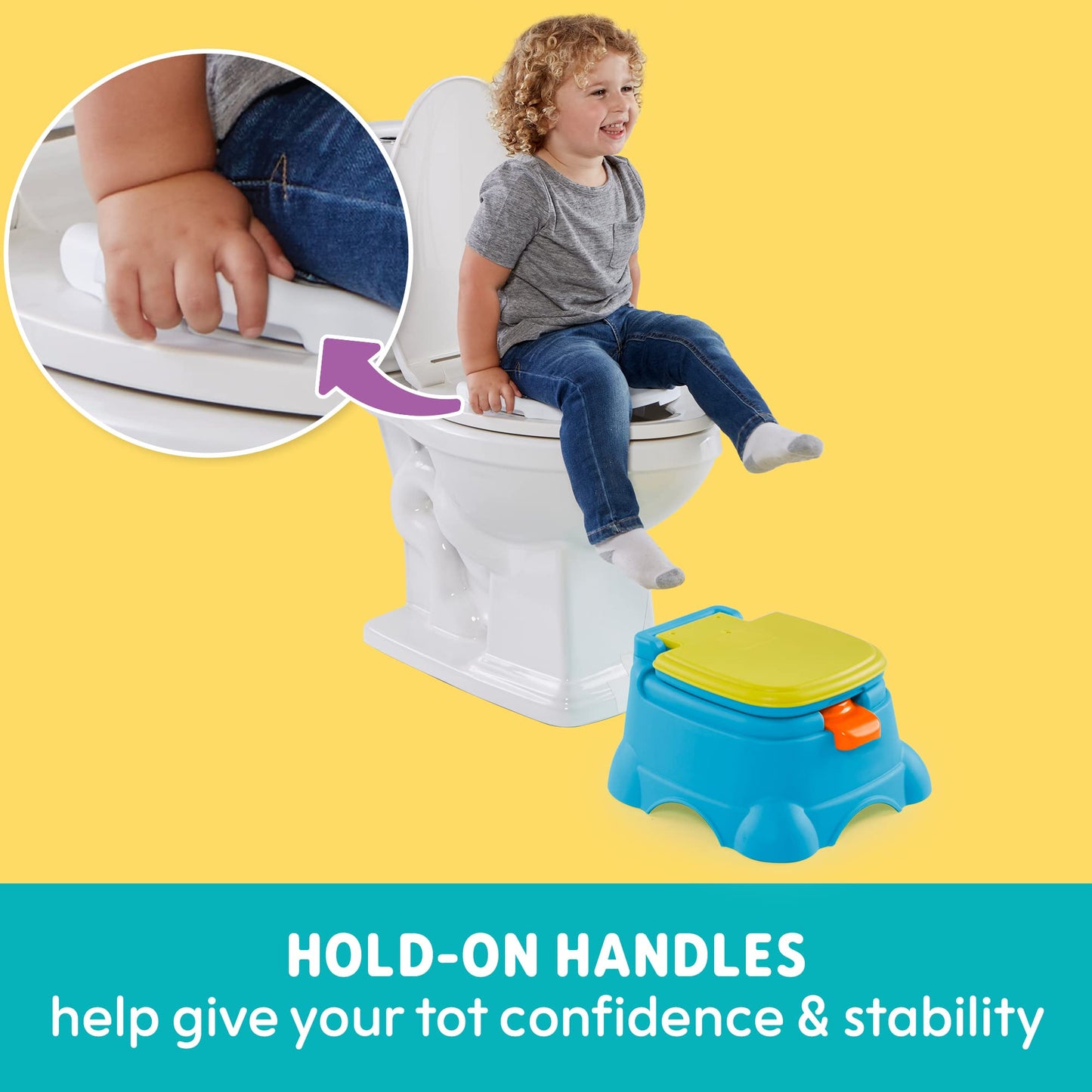 Asiento de Inodoro y Taburete de Escalón Sesame Street Cookie Monster Azul Fácil de Limpiar con Asa y Sonidos para Niños y Niñas