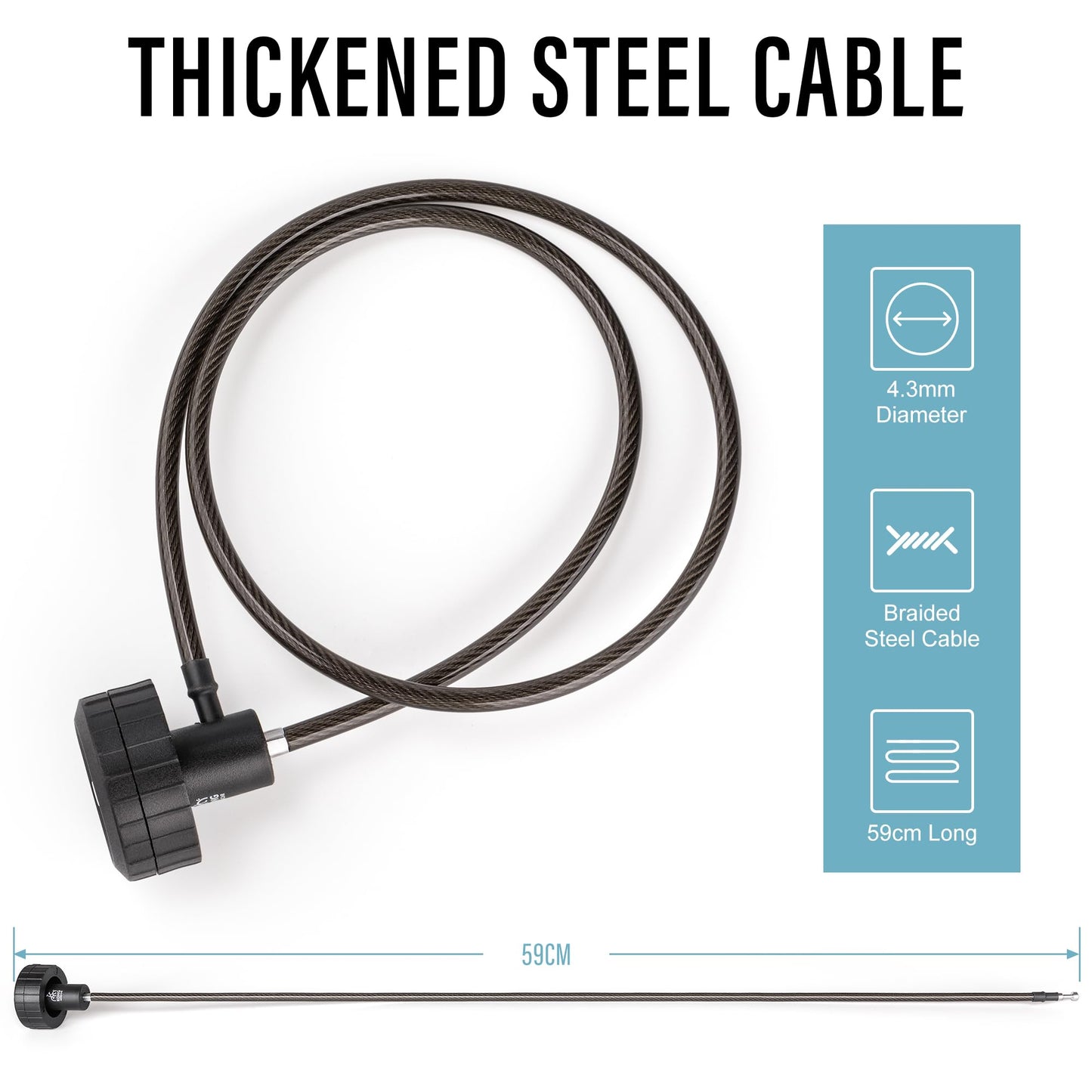 Bloqueo de cable para bicicleta, bloqueo de extremo del manubrio para barras de bicicleta de montaña, bloqueo de cadena de cable de bicicleta, bloqueo de casco de bicicleta antirrobo