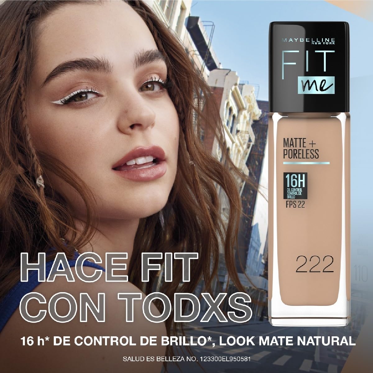 Base de Maquillaje Maybelline Light Beige Fit Me Matte tono 118, 110g