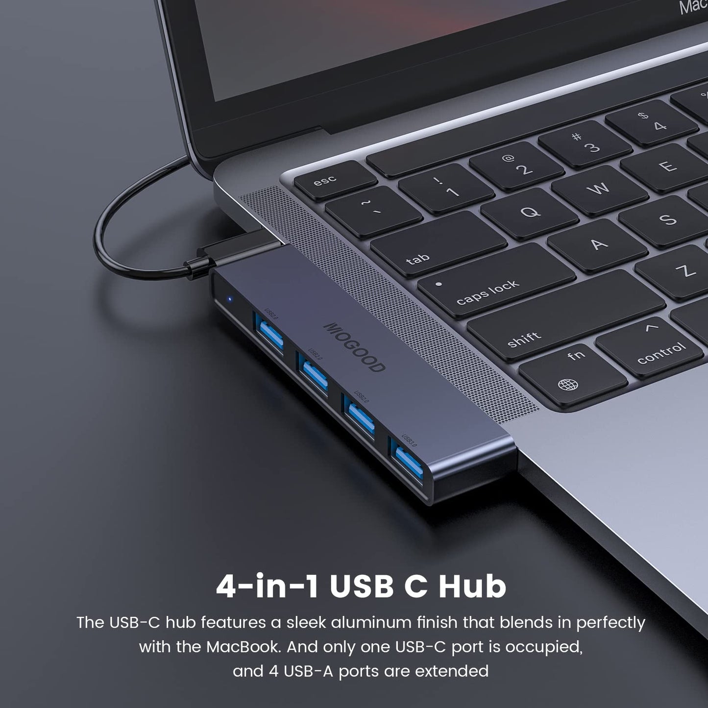 Adaptador USB C MOGOOD multipuerto 4 puertos para MacBook Pro/Air y Surface Pro