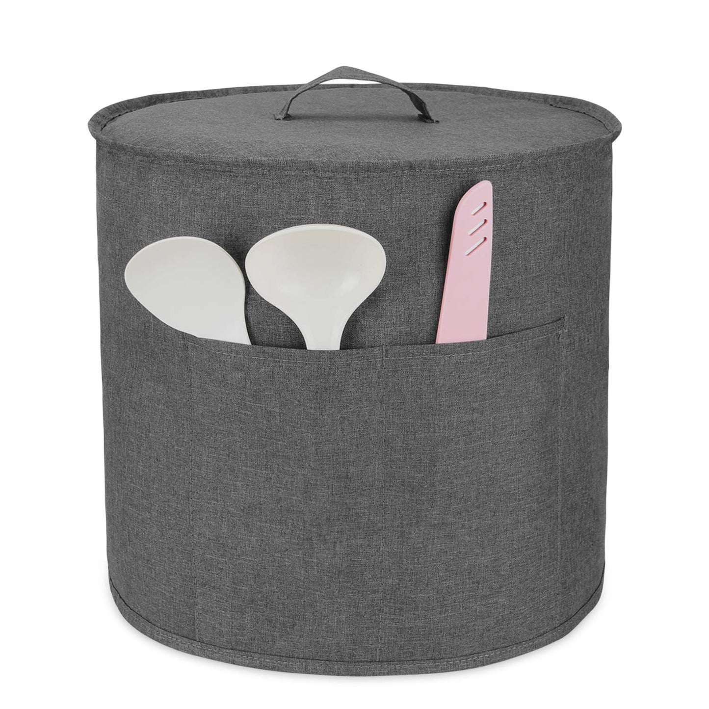 Luxja - Funda antipolvo compatible con macetas instantáneas de 6 cuartos de galón, funda de tela con bolsillos para ollas instantáneas (6 cuartos de galón) y accesorios adicionales, gris (mediano)