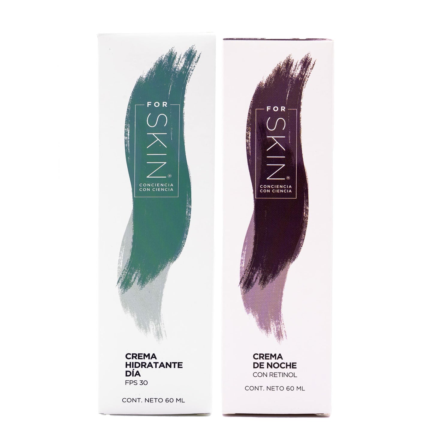 For Skin Kit duo: Crema facial hidratante de día con protector solar 60 ml y crema facial de noche con Retinol 60 ml | Hidratación y protección diaria + renovación nocturna | Ideal para todo tipo de piel