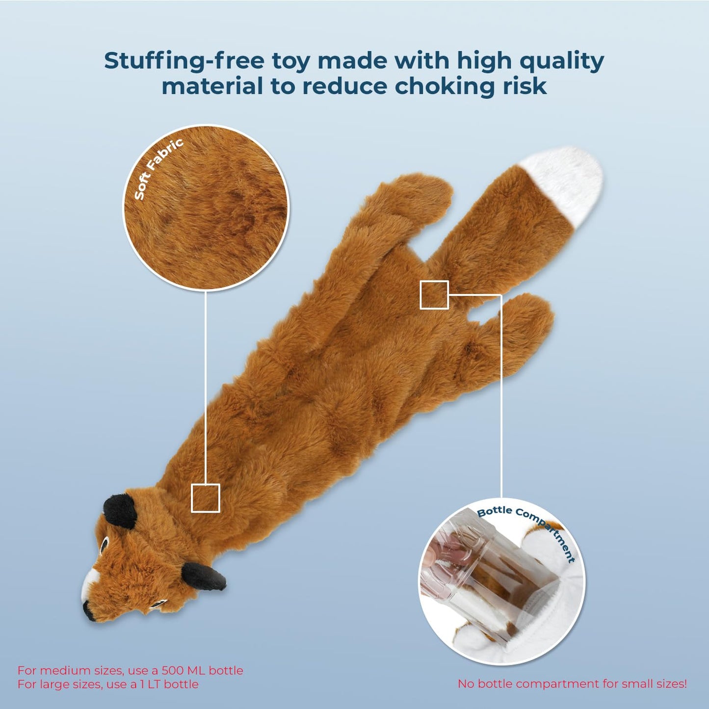 Best Pet Supplies - Juguete para Perro sin Relleno, 2 en 1, diseño de Zorro, Mediano