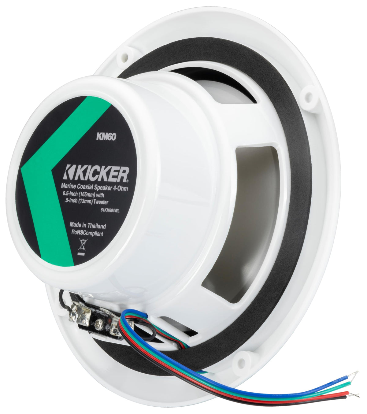 Altavoces Coaxiales KICKER Blanco LED Marine 6.5 Pulgadas 4Ω Par