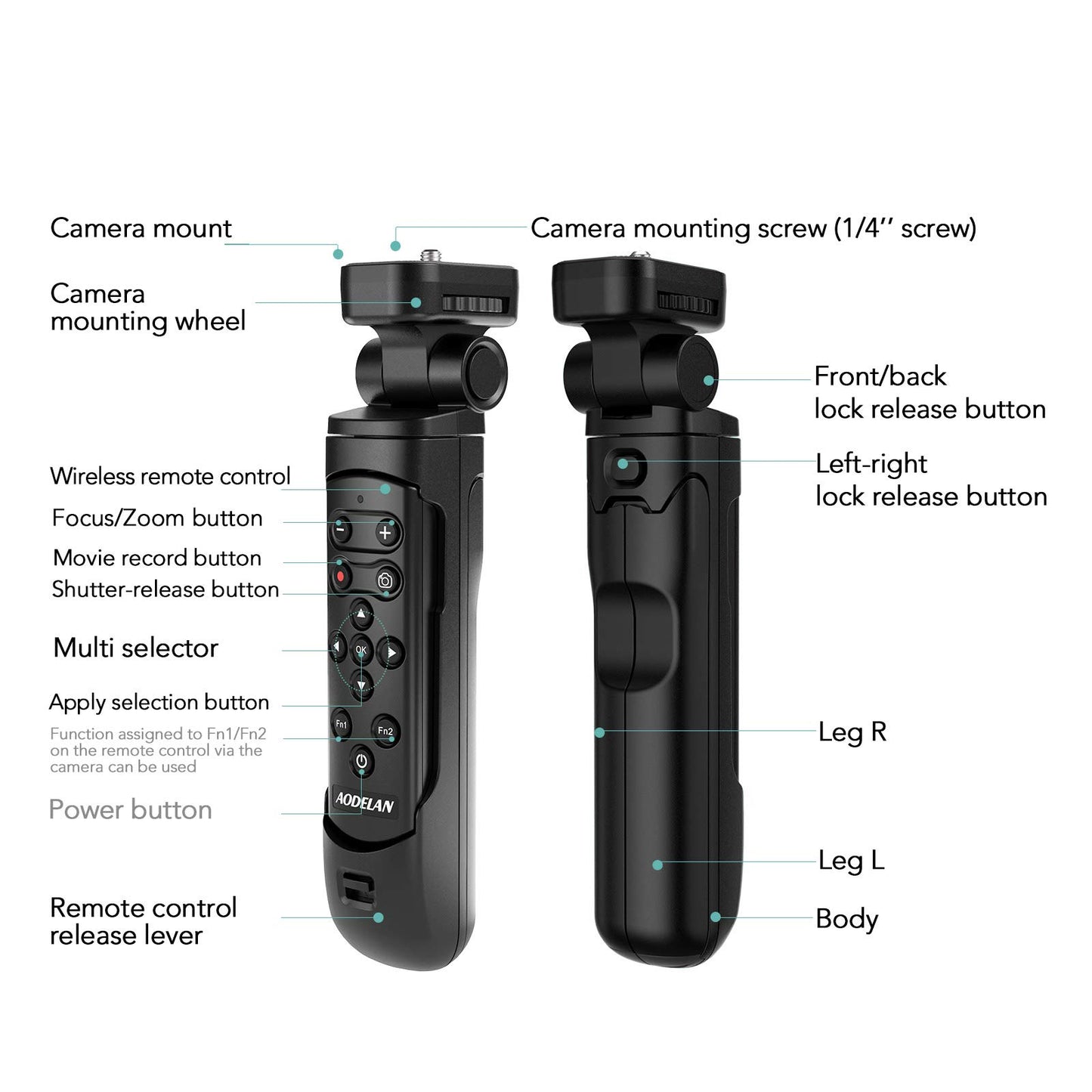 AODELAN - Trípode de agarre para cámara, mini agarre de mano, trípodes de viaje con control remoto inalámbrico para Nikon Z fc COOLPIX P1000 P950 B600 A1000 Z50