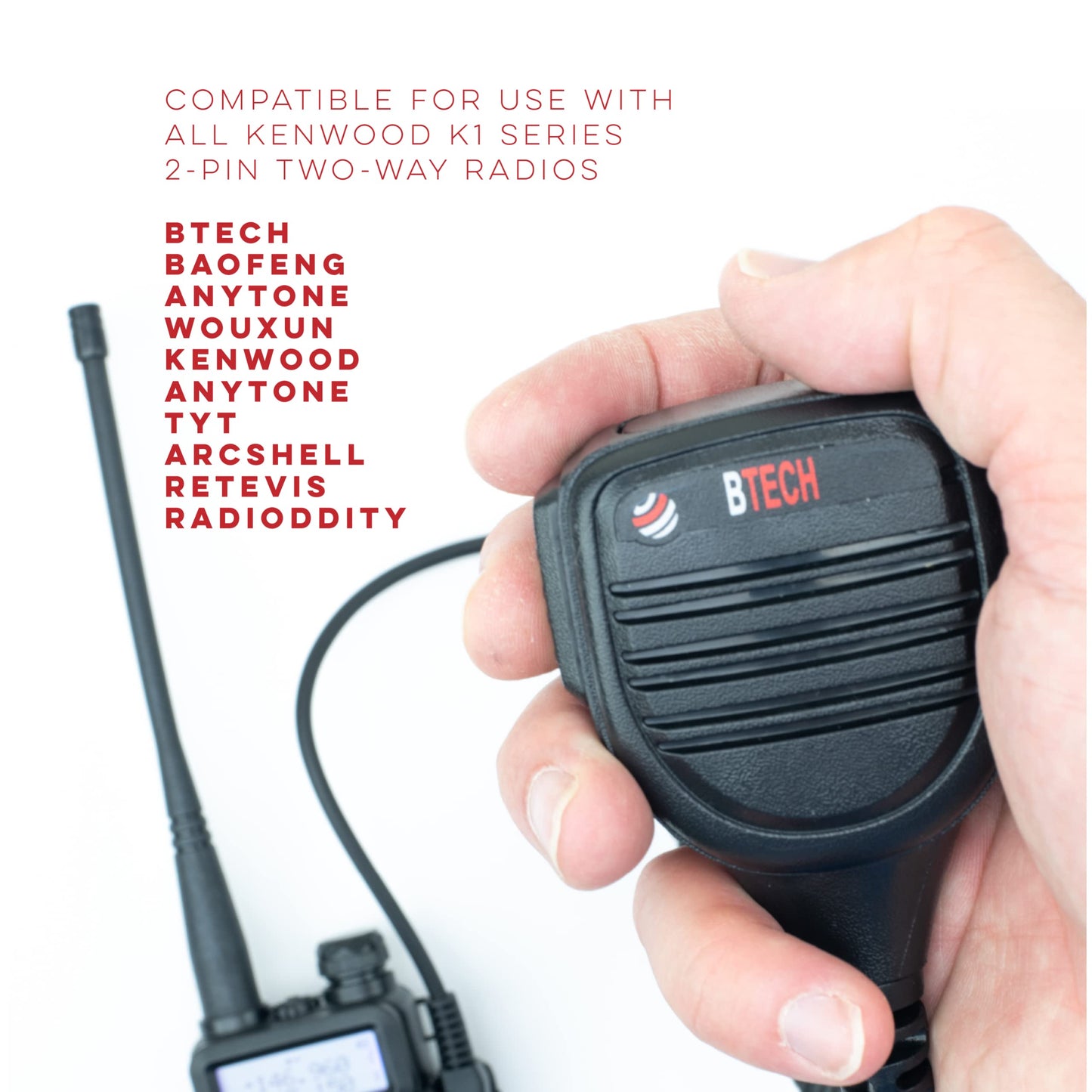 BTECH QHM22 Platinum Series IP54 - Micrófono de Altavoz para Radio BaoFeng, Kenwood