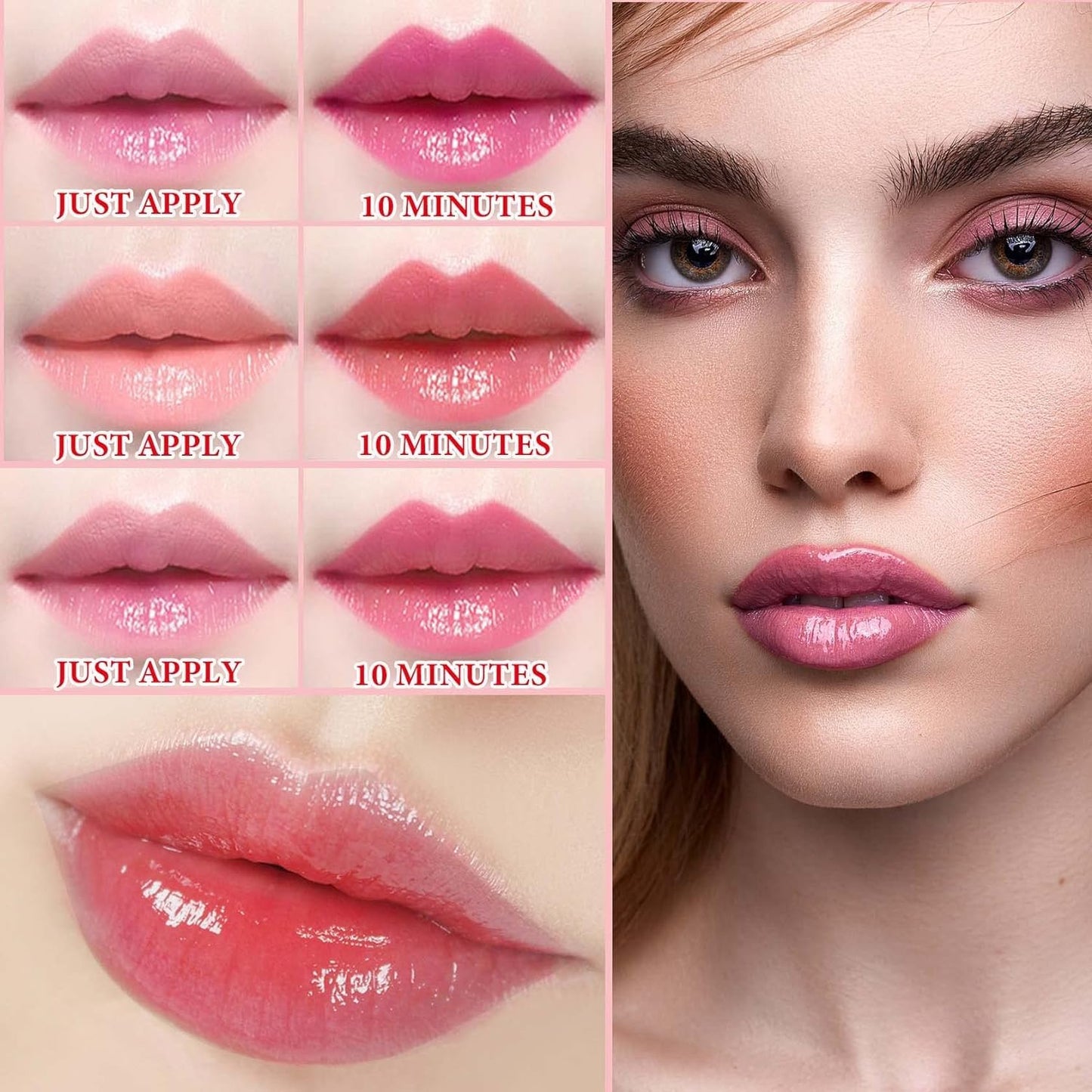 Bálsamo labial que cambia de color, Lápices Labiales mágico que cambia de color, Brillos Labiales teñido, labial hidratante impermeable de larga duración para mujeres (A)
