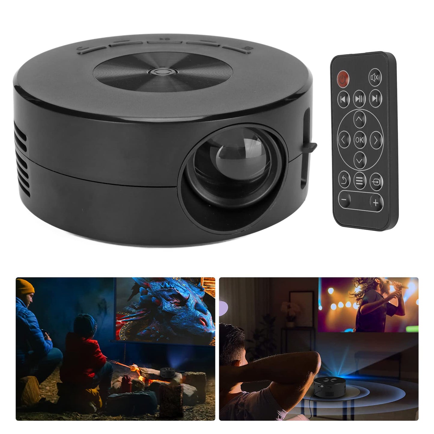 Banapoy Mini Proyector Portátil HD Para Películas en el Hogar - Compatible Con Teléfonos Inteligentes, Tabletas y Portátiles - LED