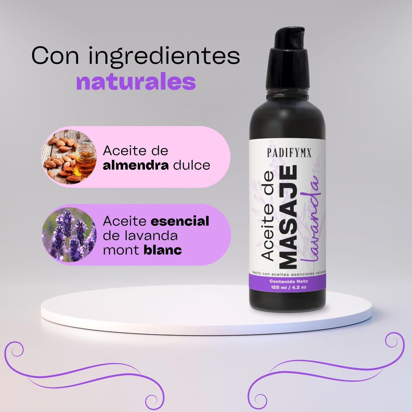 Aceite para Masaje Padifymx Lavanda Antiestrés y Aromaterapia Corporal