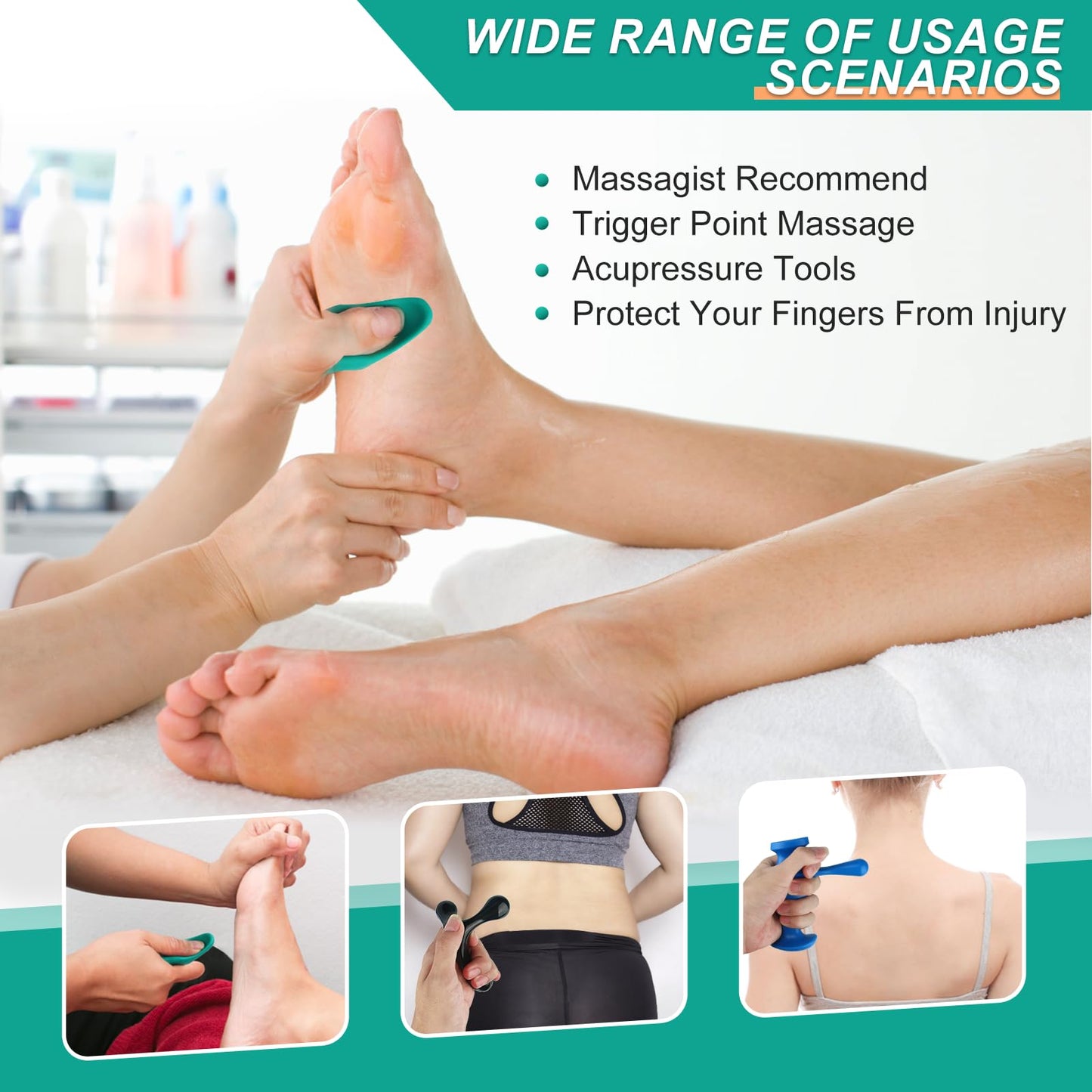 Aivwis - Herramienta de masaje para ahorrador de pulgar, herramienta manual de 3 patas para tejido profundo, juego de masaje 3 en 1 con perillas ergonómicas, recuperación muscular, alivio del estrés y