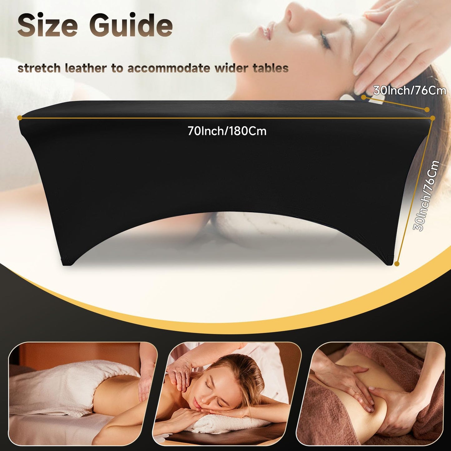 Funda elástica para cama de pestañas, funda negra para mesa de masajes, hecha de 90% poliéster y 10% elastano, juego de sábanas de spa sin olor para cama de extensión de pestañas o mesa de masajes