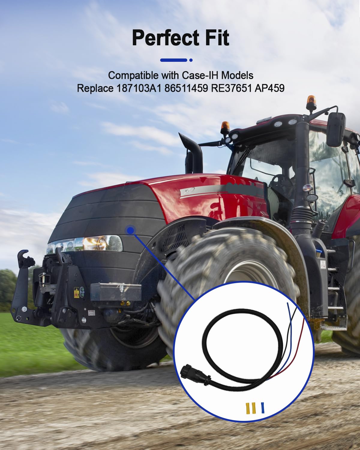 Cable Auxiliar John Deere Ford Case-IH Negro Reemplazo Conector de Alimentación 187103A1