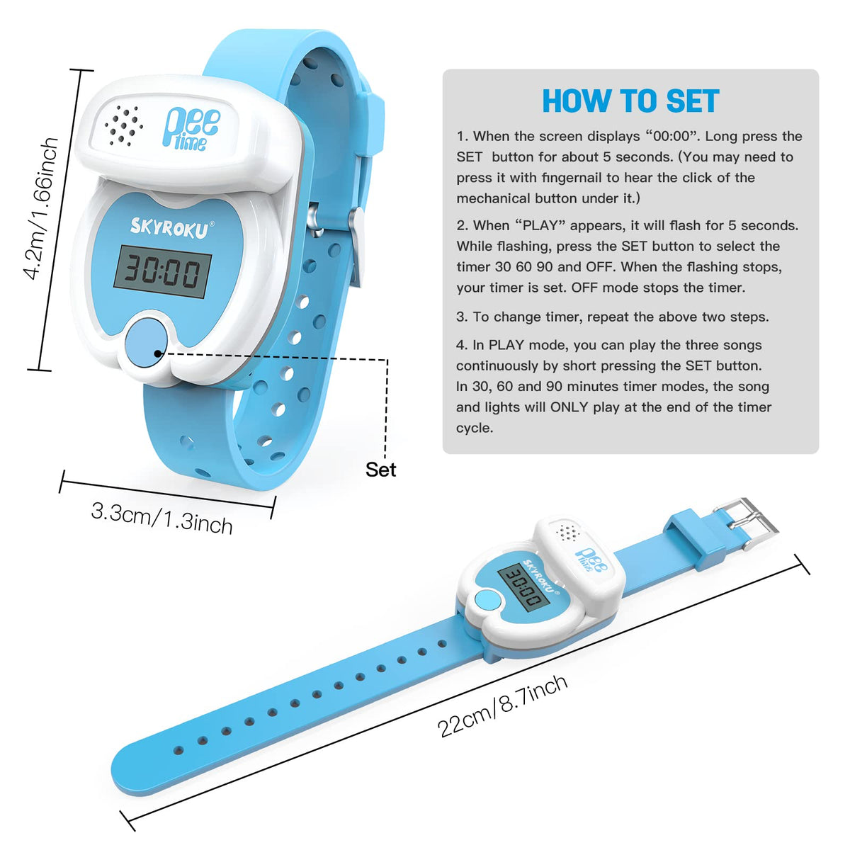 SKYROKU - Reloj para ir al baño para niños pequeños y niñas, reloj de