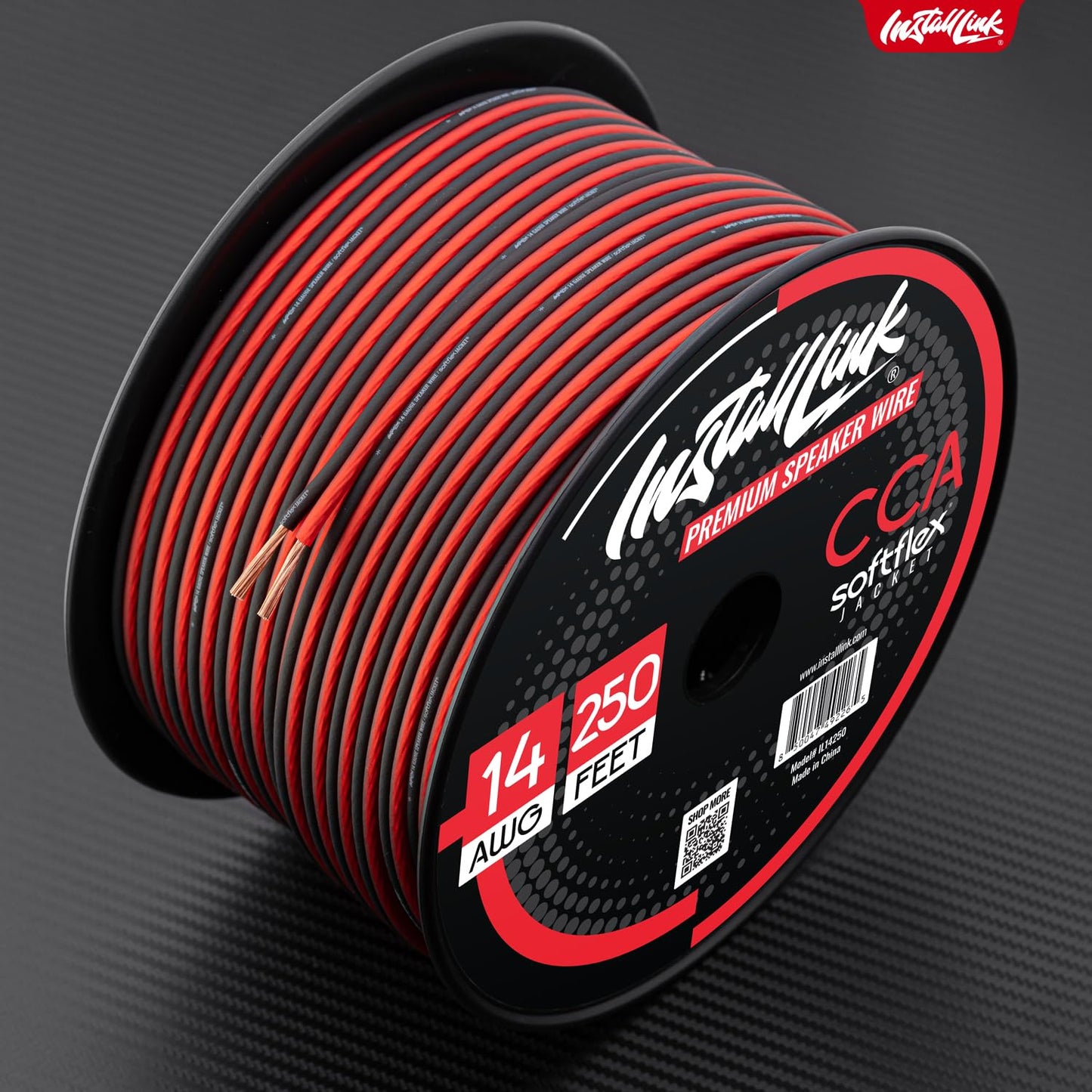 Install Link - Cable de altavoz de calibre 14 para coche, hogar o RV, cable de audio de 250 pies, CCA