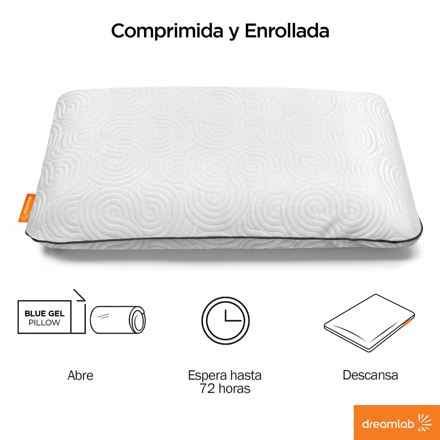 Almohada Dreamlab Azul Gel de Memory Foam con Funda de Bambú Hipoalergénica Firme Medio Tamaño Estándar