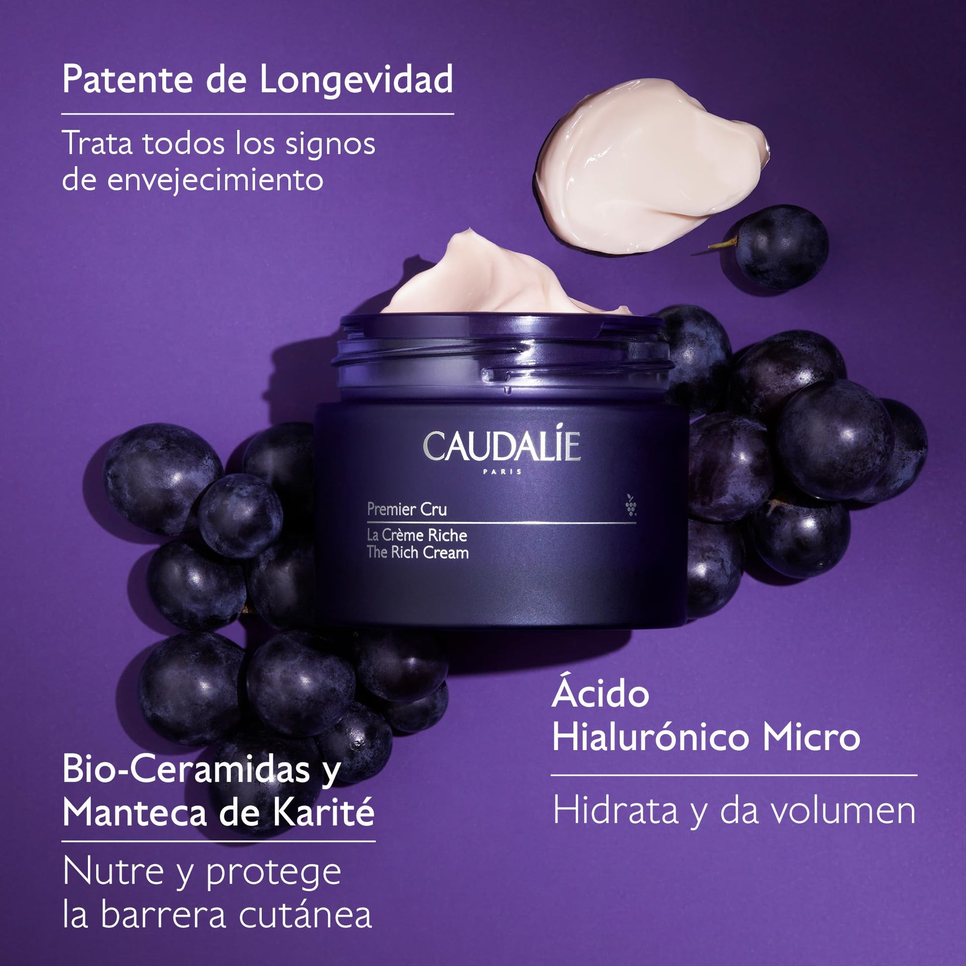 Caudalie Premier Cru La Crema Rich Hidratante para la Barrera Cutánea con Ceramidas - 50 mL