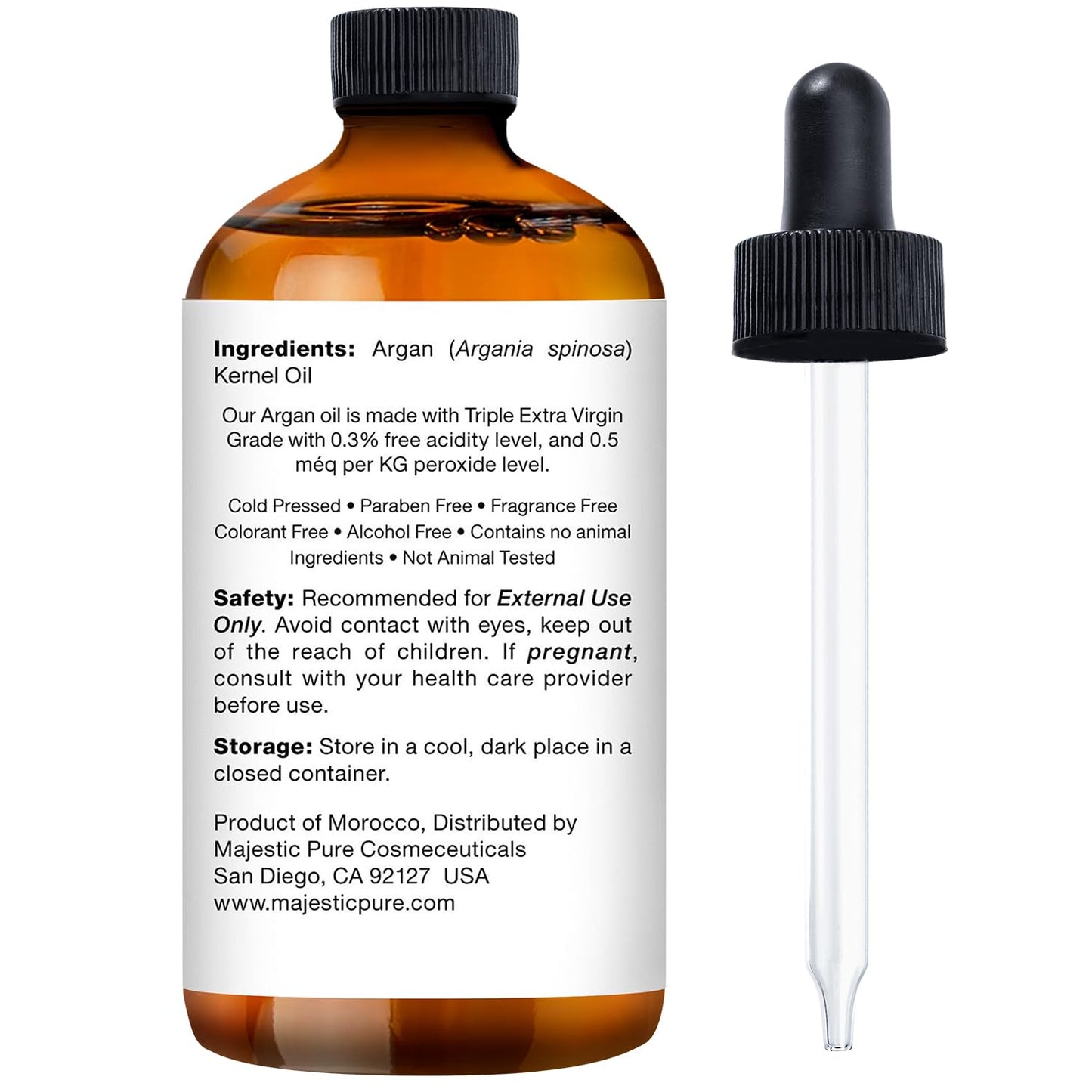 Aceite de Argán para Cabello y Rostro Majestic Pure Garselay 100% Natural Orgánico Prensado en Frío Triple Extravirgen