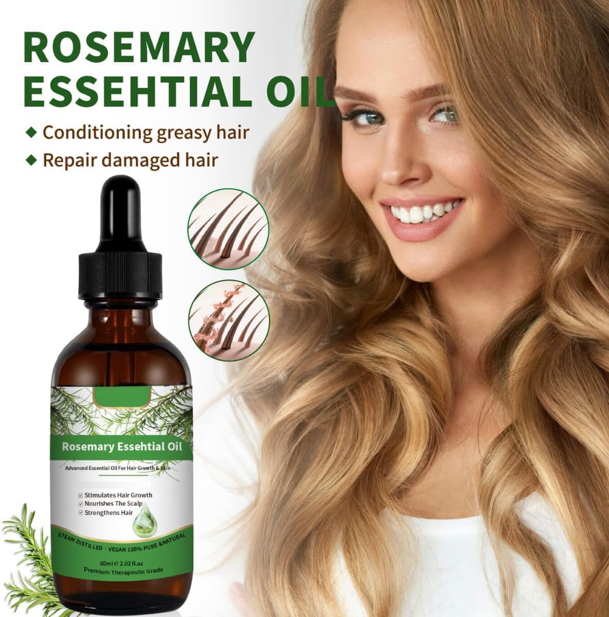 Aceite Esencial Rosemary Cuidado Cabello y Piel Crecimiento Aromaterapia 30 ml