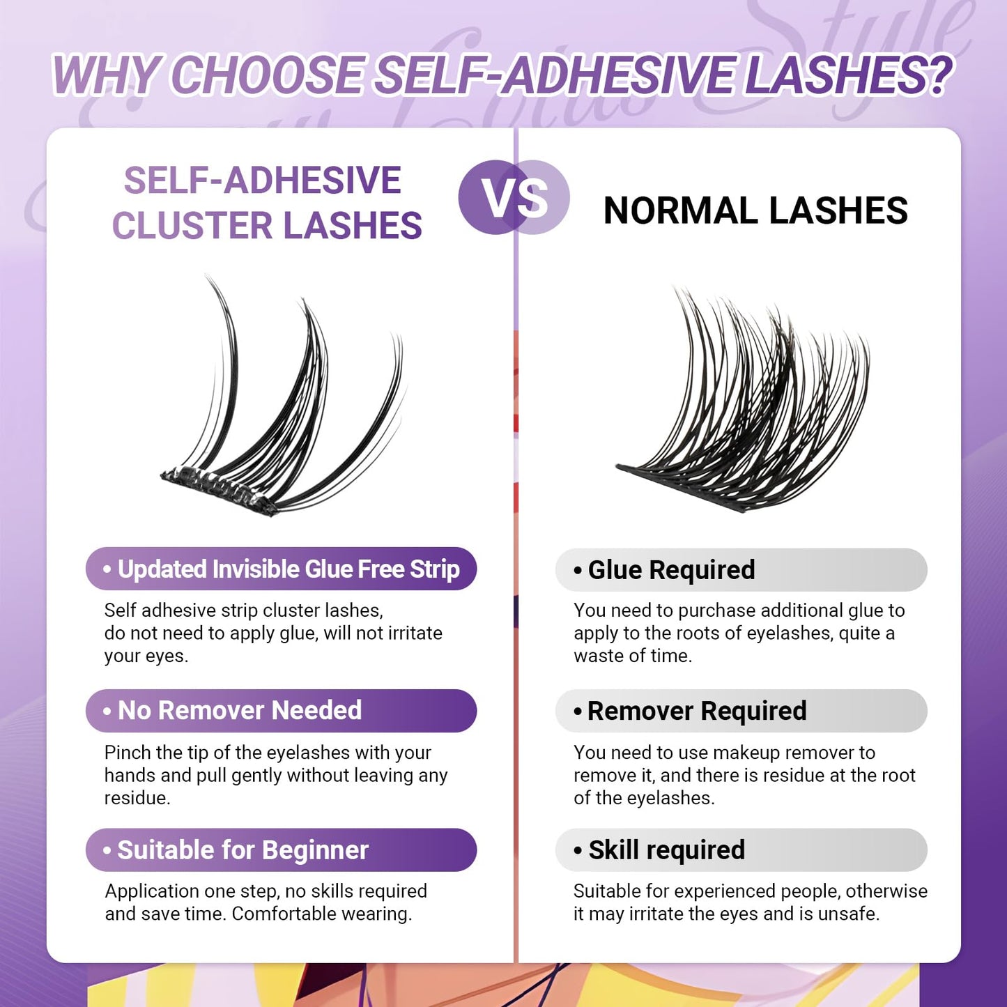 NAGARAKU Grupos De Pestañas Autoadhesivos Para 40 Pcs No Necesita Pegamento Ni Removedor Presión En Un Solo Paso Pestañas Reutilizables Prepegadas En Casa Loto de Nieve (SA-13,0.07 C Curl 10-12mm)