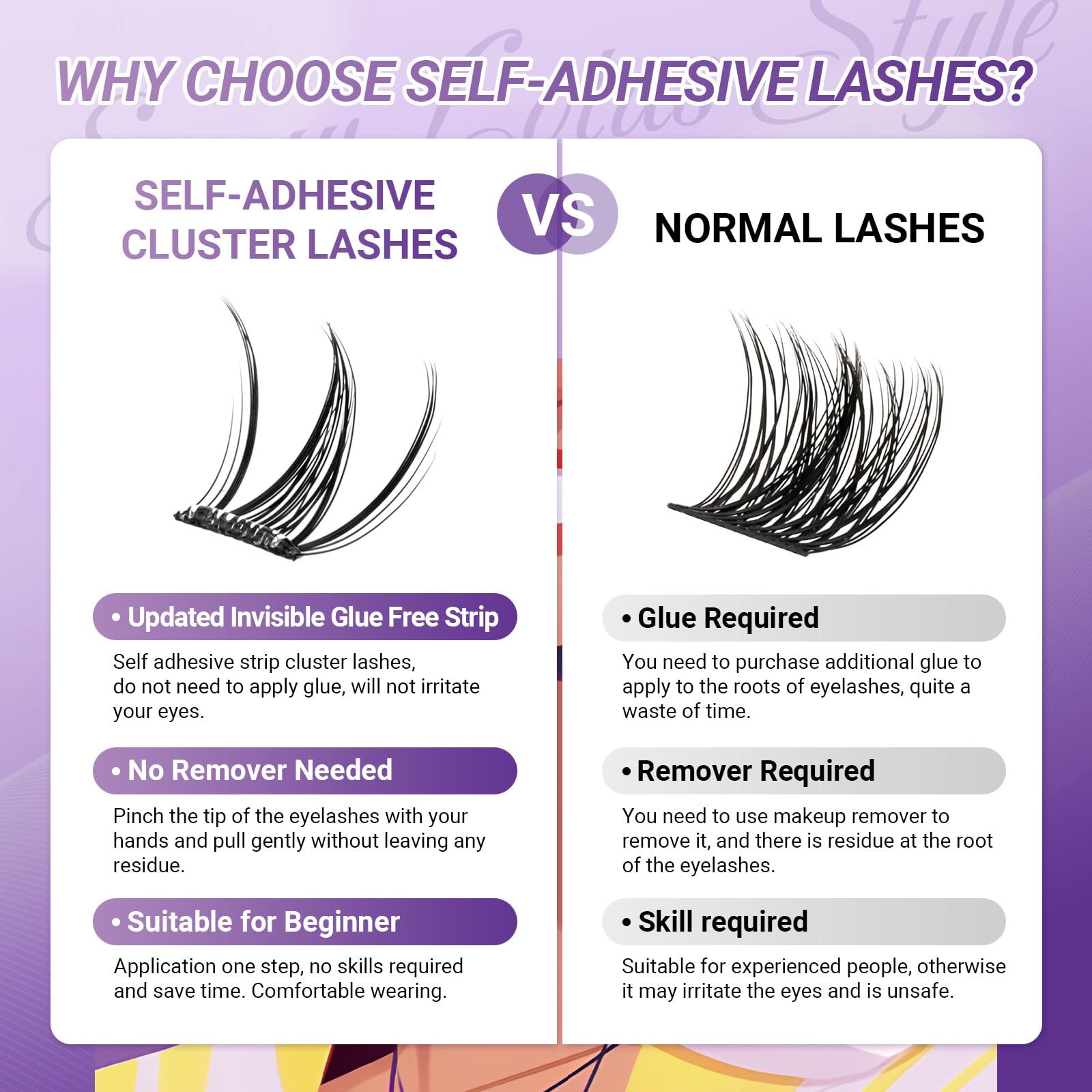 NAGARAKU Grupos De Pestañas Autoadhesivos Para 40 Pcs No Necesita Pegamento Ni Removedor Presión En Un Solo Paso Pestañas Reutilizables Prepegadas En Casa Loto de Nieve (SA-13,0.07 C Curl 10-12mm)