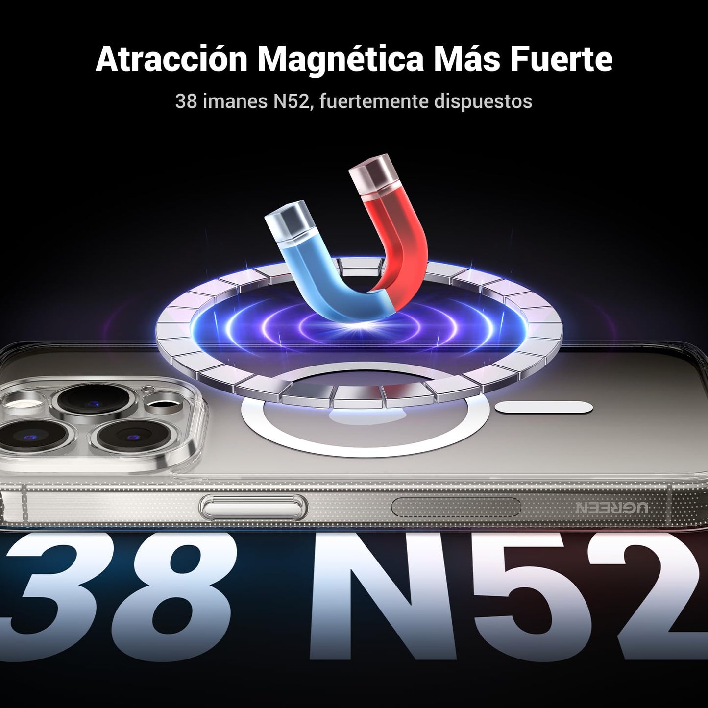 Funda para iPhone 15 Pro MAX UGREEN Transparente con MagSafe y Protección de Lente