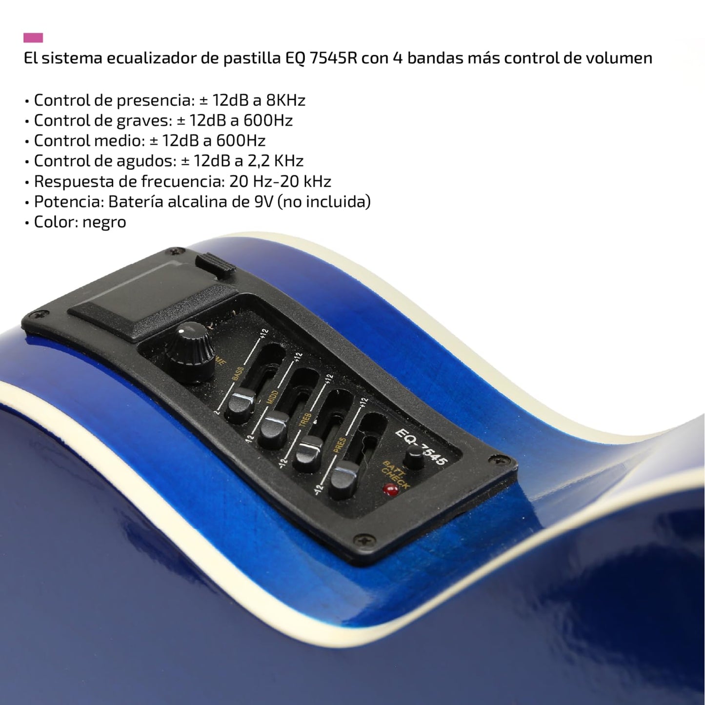 FEMMTO Guitarra Electroacústica con Bolso + Cinta + Púas + Cuerdas extras (Azul)