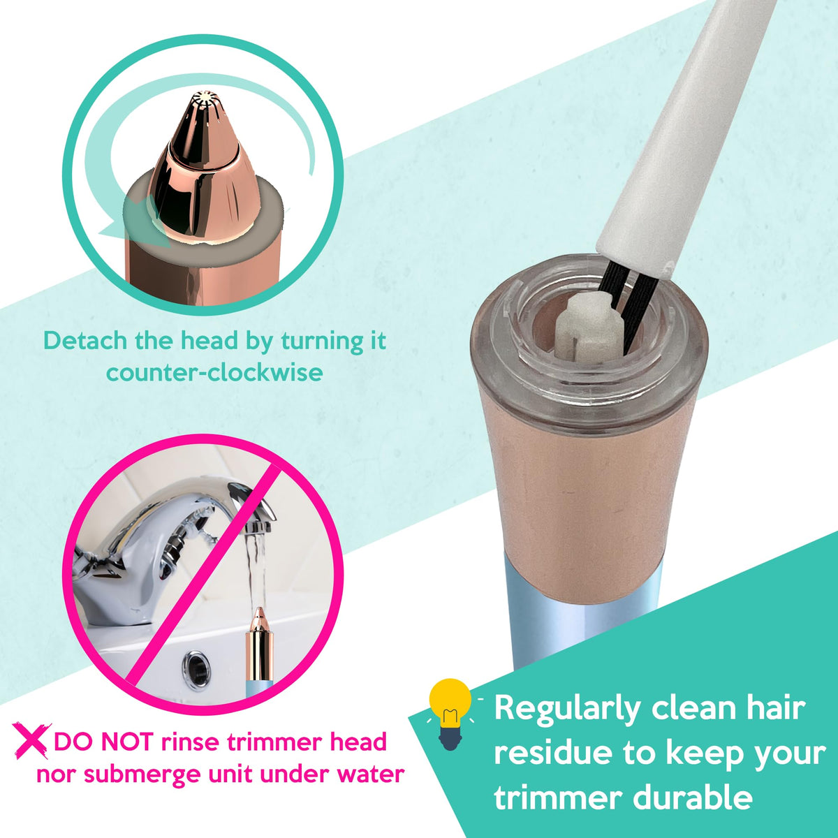 Removedor 2‑en‑1 de Vello para Cejas y Facial para Mujer, Indoloro Flawless