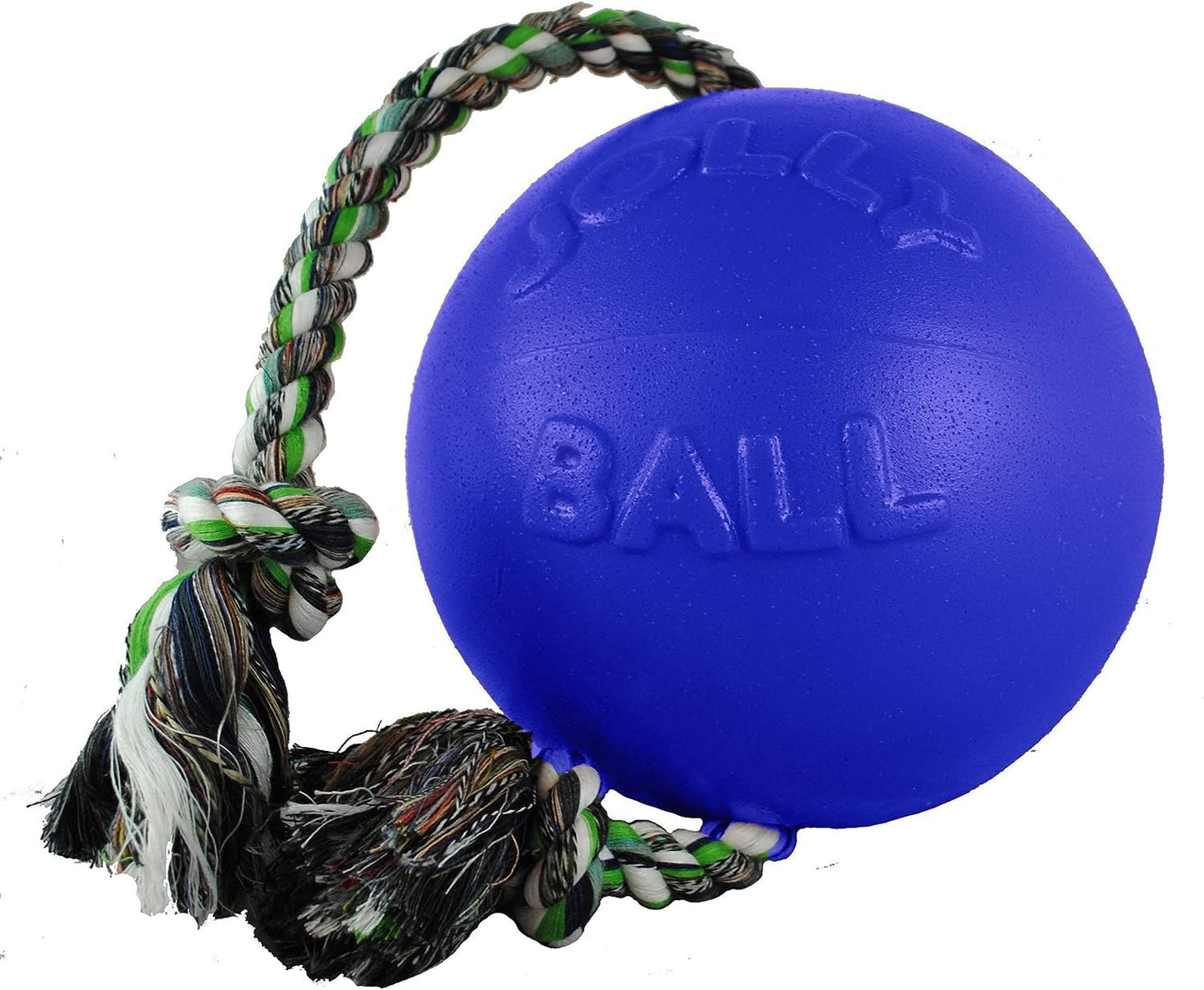 Jolly Pets Romp-n-Roll Cuerda y Bola para Perro, 4.5 Pulgadas/pequeño, Azul (645 BL)