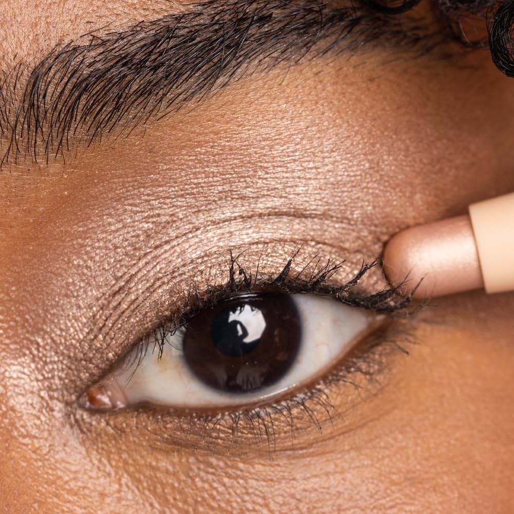 Palladio Barra de sombra de ojos impermeable con esponja mezcladora, aplicación duradera y sin esfuerzo, Champagne Shimmer