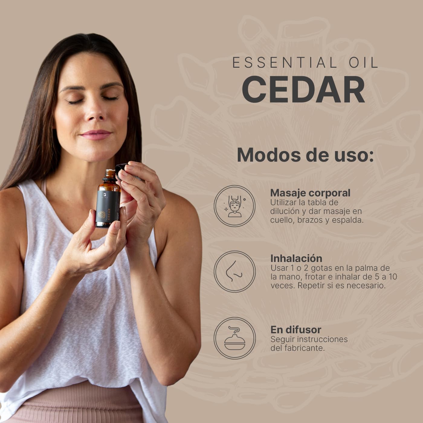 Aceite Esencial Cedro B Life 50 ml con Ingredientes Puros y Naturales Aromalogía