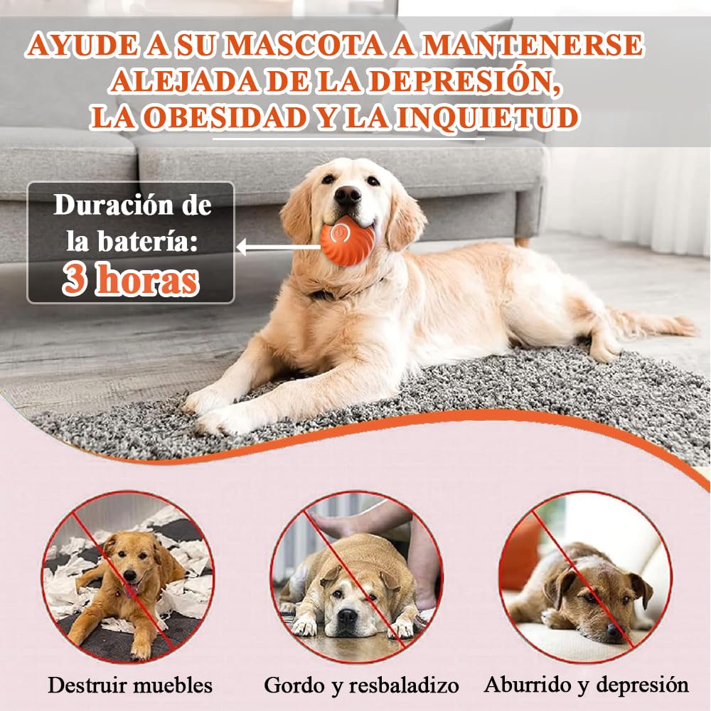 Pelota de Juguete para Perros Inteligente, Pelota Interactiva para Perro, Lanzador de Pelotas para Perro, Pelota para Perro Que Se Mueve Sola, Adecuado para Perros Pequeños/Pequeños/Medianos/Grandes