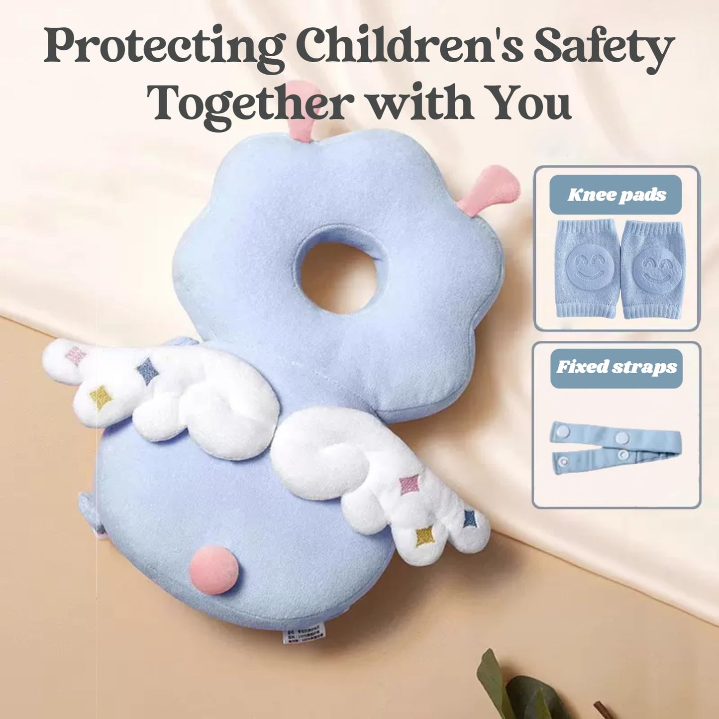 Mochila Ajustable para la Cabeza del Bebé Suave y Transpirable con Rodilleras Seguras