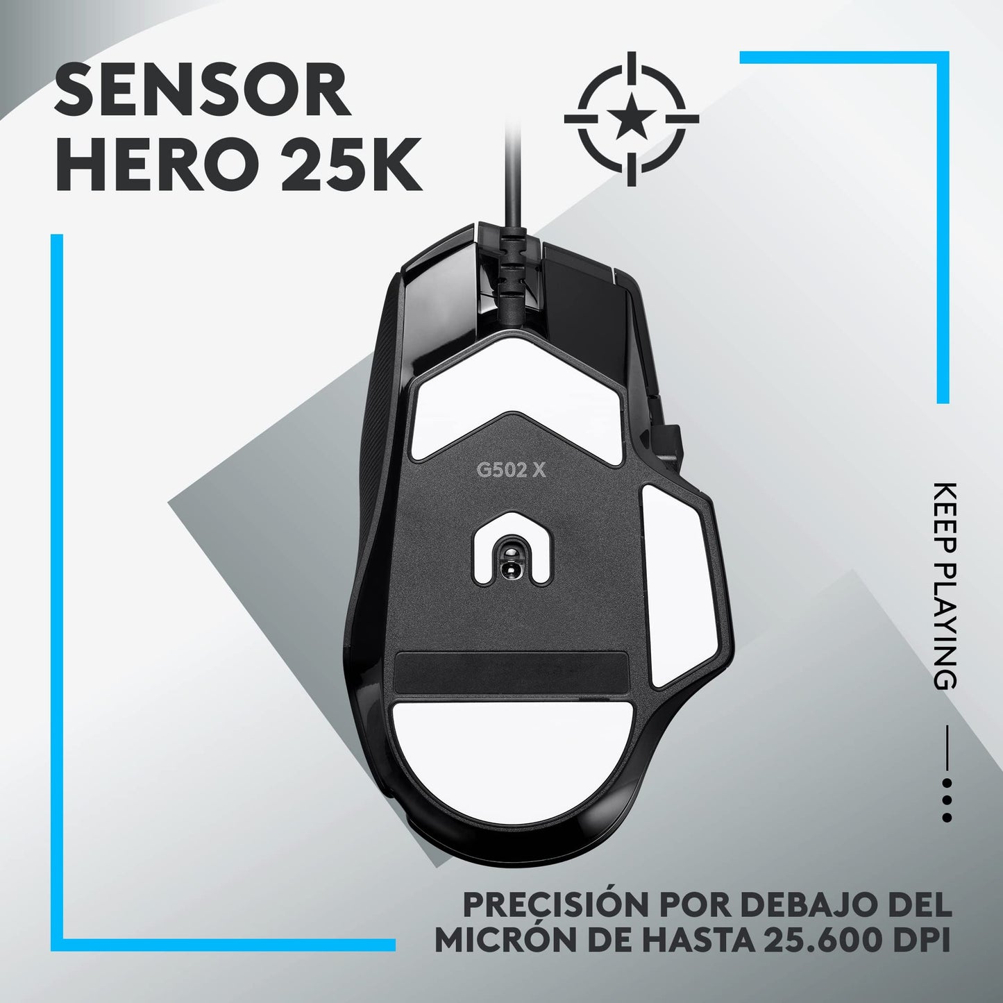 Logitech G502 X Mouse con Cable para Gaming - Interruptores primarios ópticos/mecánicos híbridos LIGHTFORCE, Sensor de Gaming Hero 25K, Compatible con PC - macOS/Windows - Negro