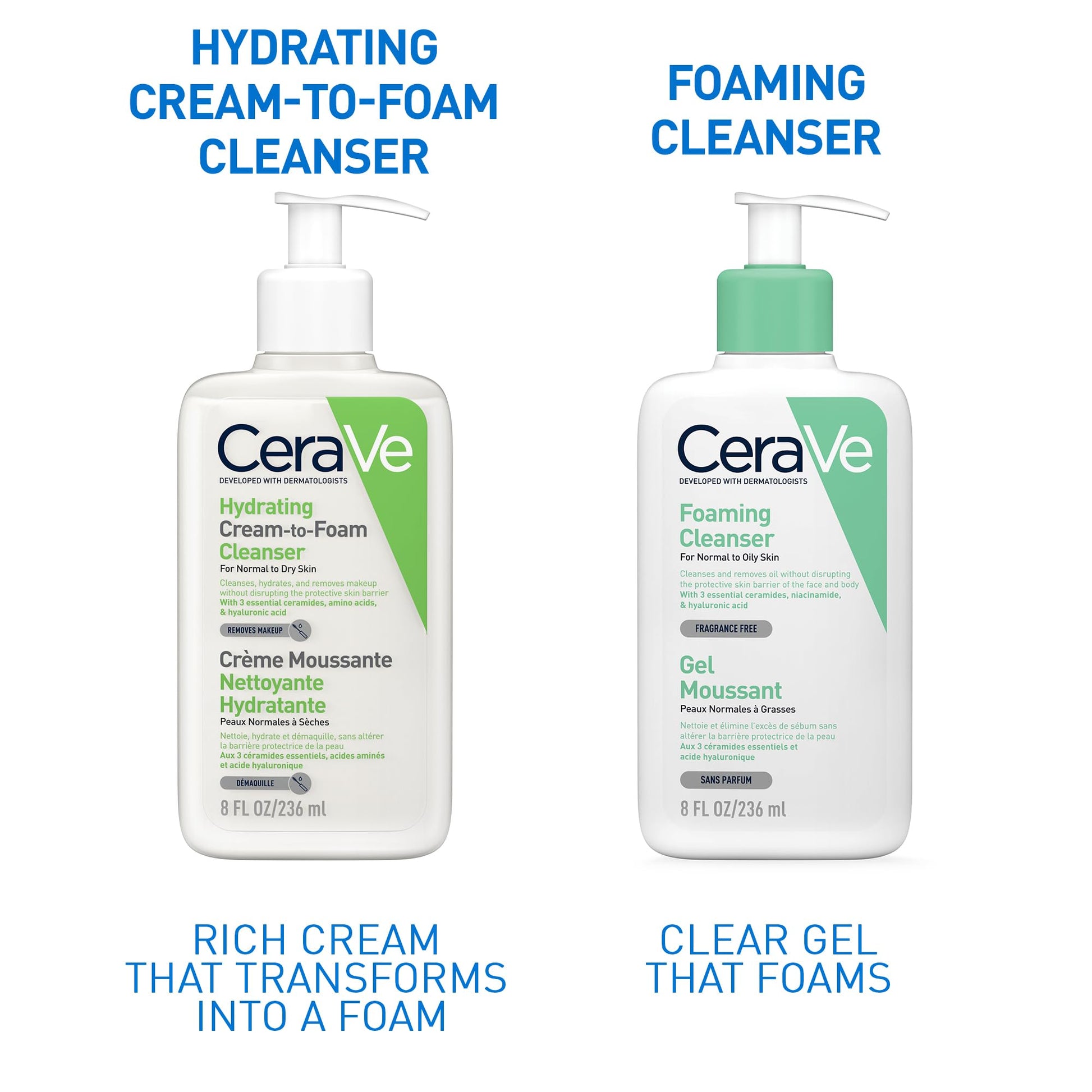 CeraVe Limpiadora Crema-Espuma Hidratante Facial Diaria para Piel Normal a Seca 236ml