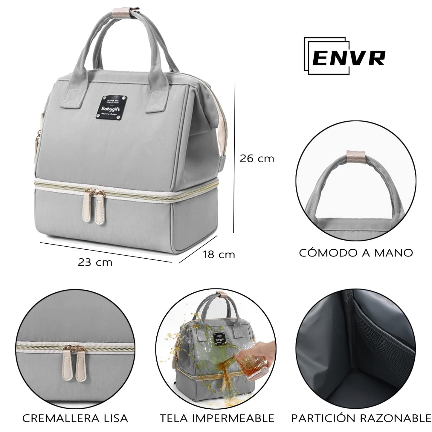 ENVR Hielera para Leche Materna, Bolsa Enfriador de Leche Materna de Doble Capa con 2 Hielo, Bolsa Termica Leche Materna que Mantenga Leche Materna Fresca Durante 8-9 horas, Ideal para Viaje y Trabajo